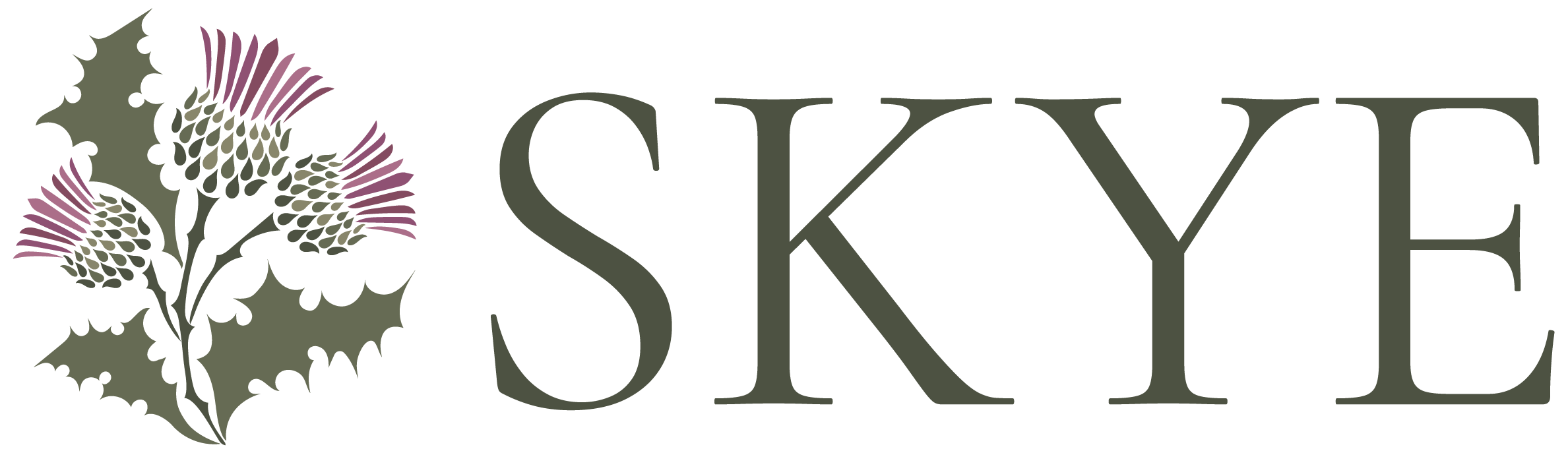 The image features the word "SKYE" in large letters with a floral design to the left.